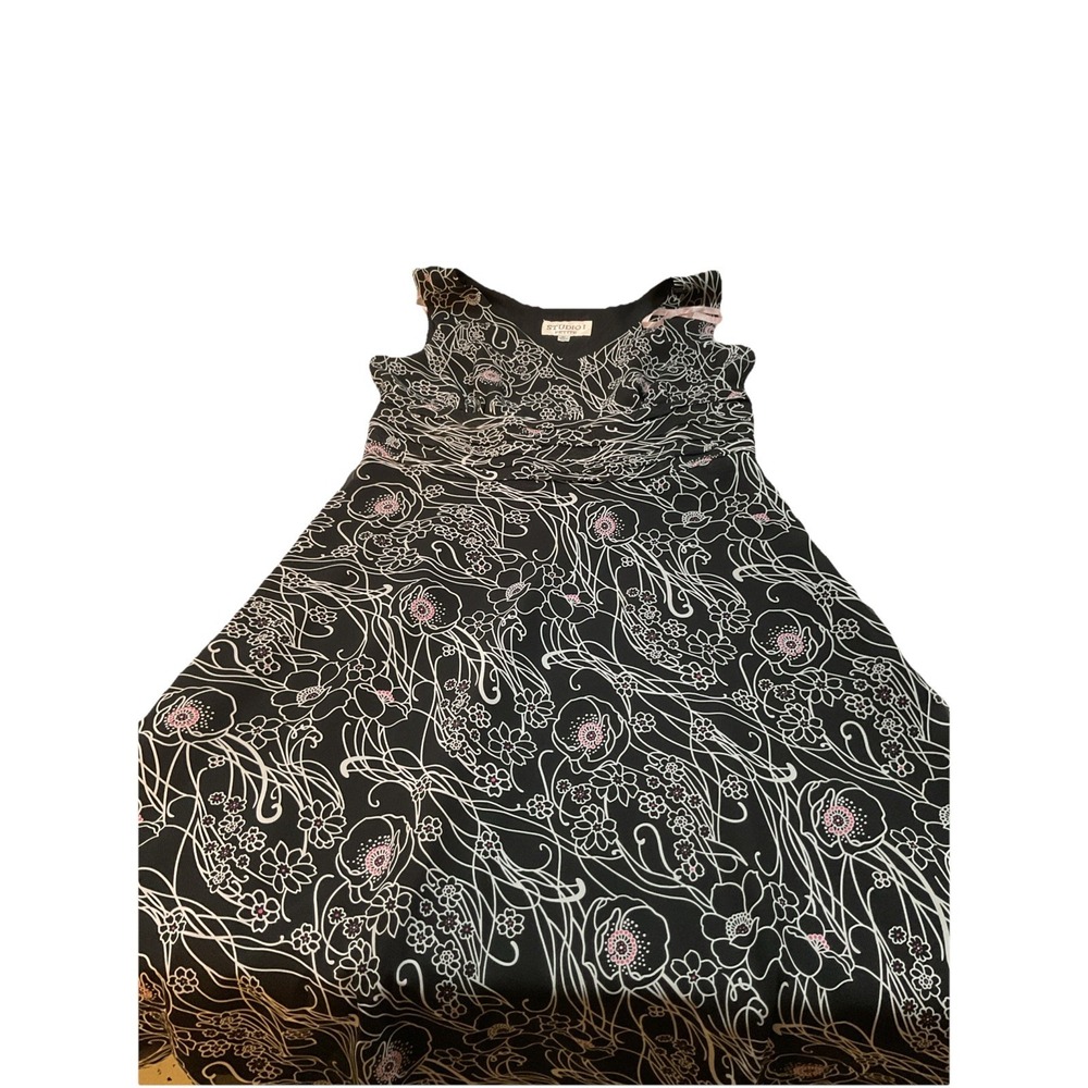 Studio 1 Petite Dress Black & White‎ Floral Midi Sleeveless Size 6 G9
